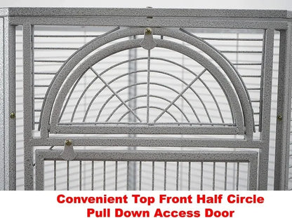 DecorBites™ Large Wrought Iron Parrot Cage with Rolling Base