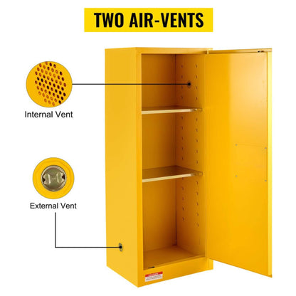 Large Yellow Heavy-Duty Flammable Welded Fireproof Storage Cabinet, 35-Inch (SAK52837)