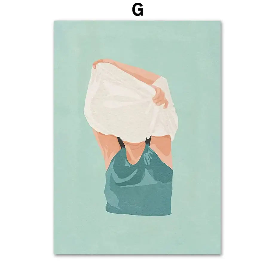 Minimalist white washing machine laundry room girl nordic wall art