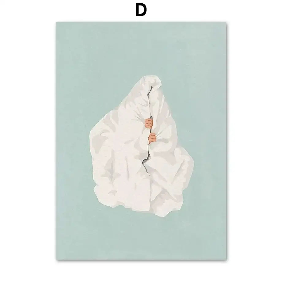 Minimalist white washing machine laundry room girl nordic wall art