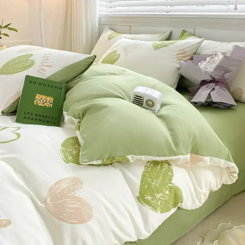 Lavender and pink floral cotton bedding set bedroom cozy pattern printed