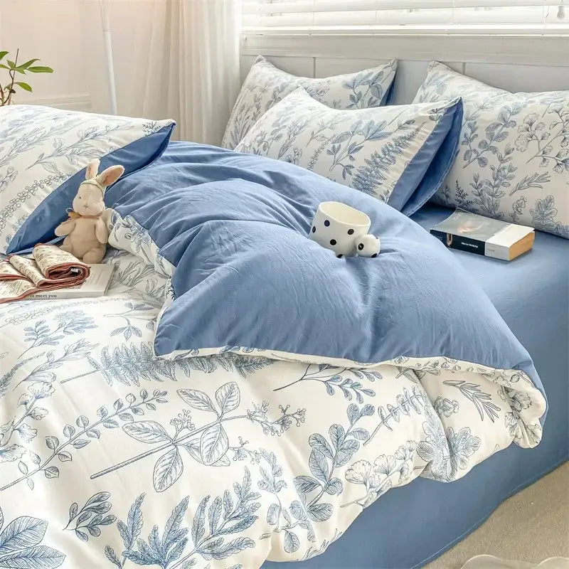 Lavender and pink floral cotton bedding set bedroom cozy pattern printed