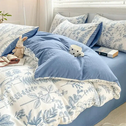Lavender and pink floral cotton bedding set bedroom cozy pattern printed