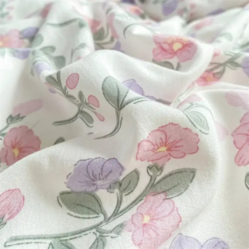 Lavender and pink floral cotton bedding set bedroom cozy pattern printed