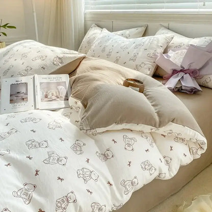 Lavender and pink floral cotton bedding set bedroom cozy pattern printed