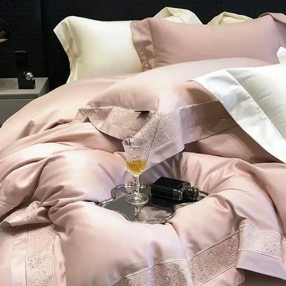 Lavender and silver 1200tc luxury embroidery bedding set bedroom