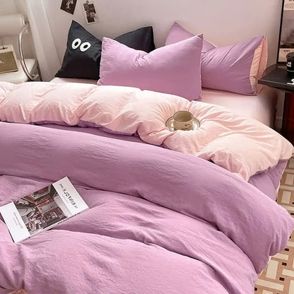 Lavender & black cotton bedding set bedroom soft duvet sheets