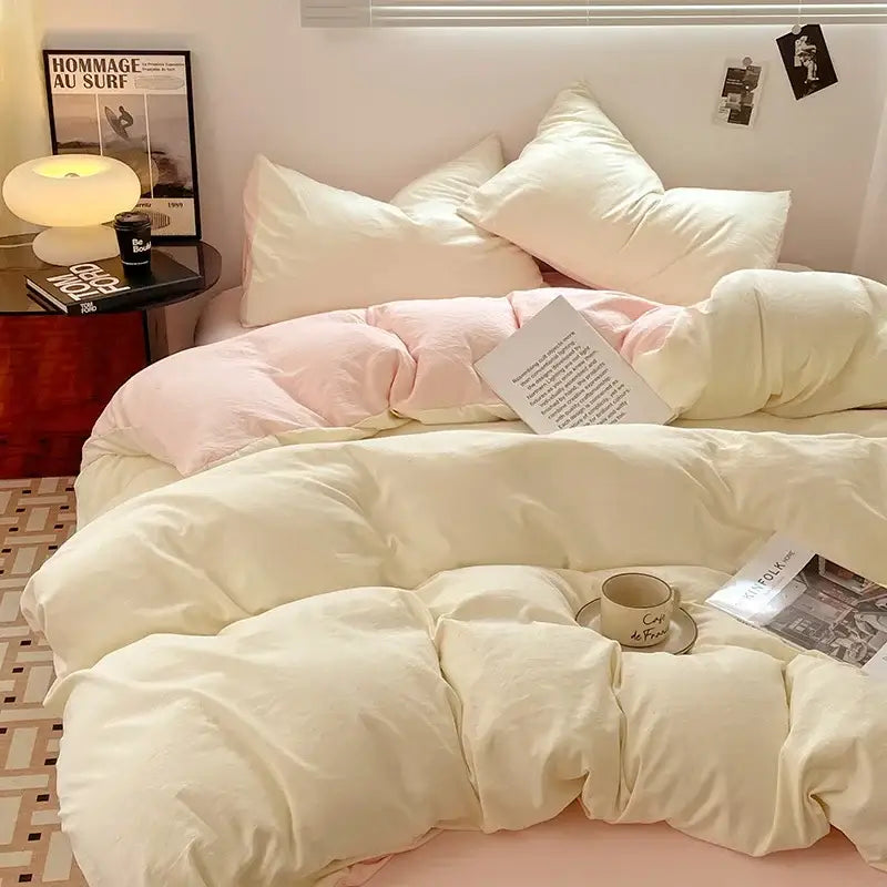 Lavender & black cotton bedding set bedroom soft duvet sheets
