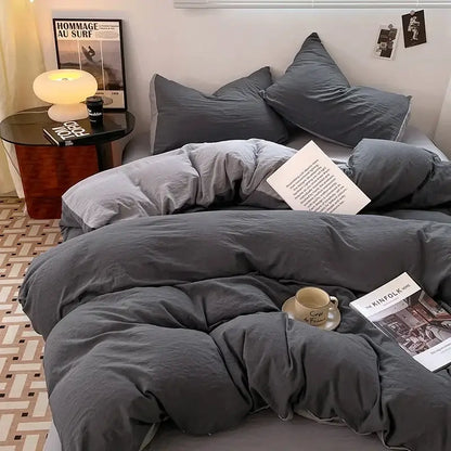 Lavender & black cotton bedding set bedroom soft duvet sheets