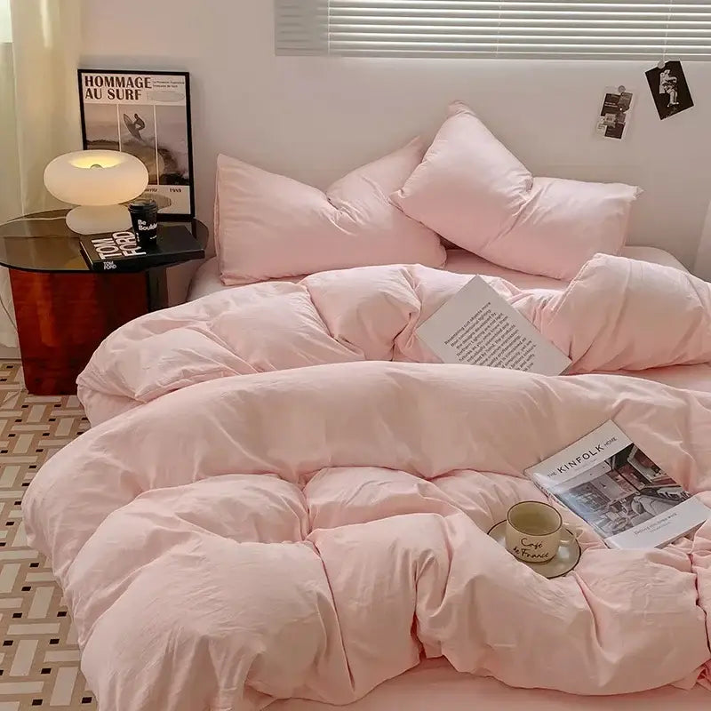 Lavender & black cotton bedding set bedroom soft duvet sheets