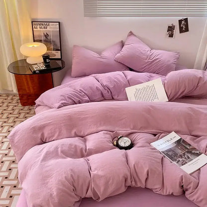 Lavender & black cotton bedding set bedroom soft duvet sheets