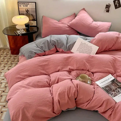 Lavender & black cotton bedding set bedroom soft duvet sheets