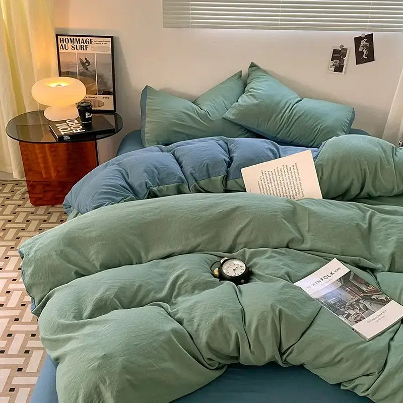 Lavender & black cotton bedding set bedroom soft duvet sheets