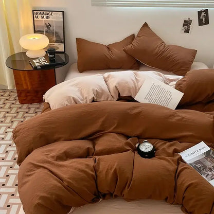 Lavender & black cotton bedding set bedroom soft duvet sheets