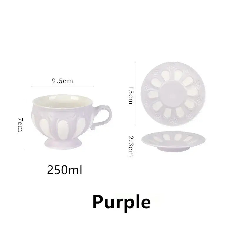 Lavender floral elegant porcelain tea set dining room teapot and cups