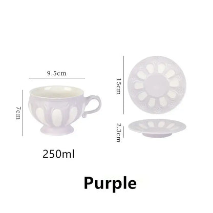 Lavender floral elegant porcelain tea set dining room teapot and cups
