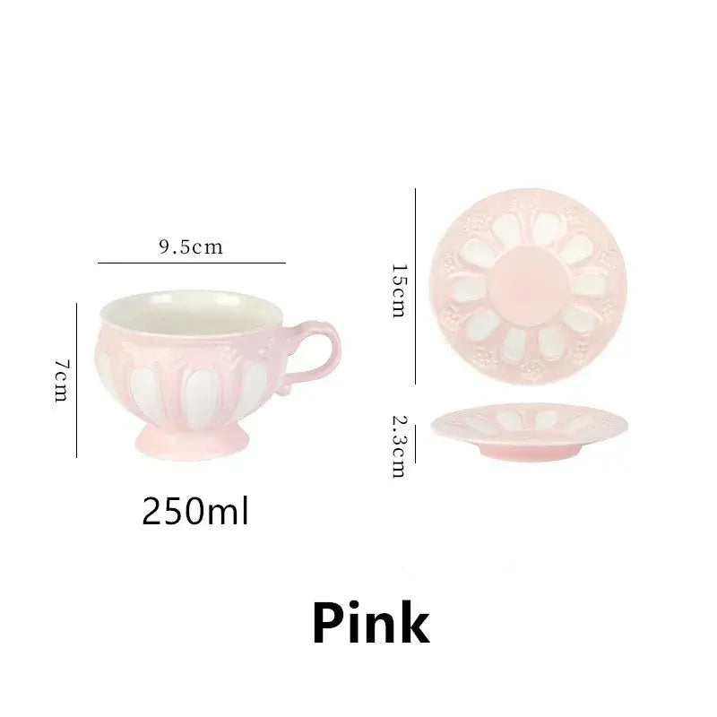 Lavender floral elegant porcelain tea set dining room teapot and cups