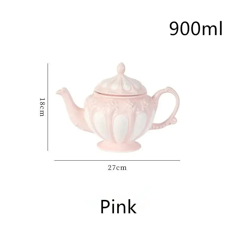 Lavender floral elegant porcelain tea set dining room teapot and cups