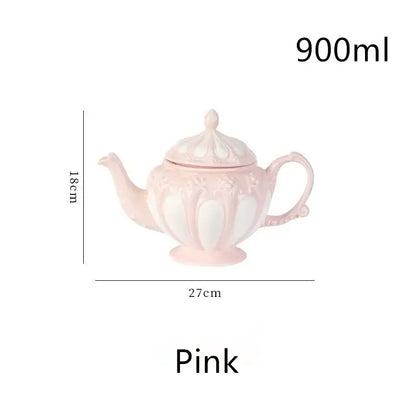 Lavender floral elegant porcelain tea set dining room teapot and cups