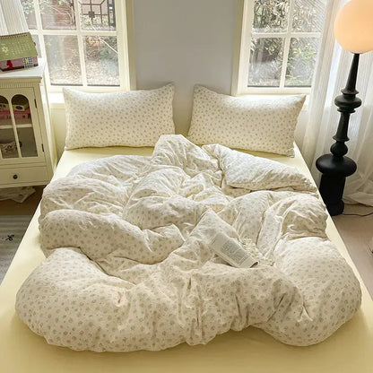 Lavender floral textured cotton bedding set bedroom quilt