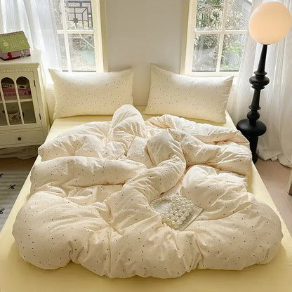 Lavender floral textured cotton bedding set bedroom quilt