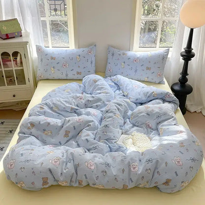 Lavender floral textured cotton bedding set bedroom quilt