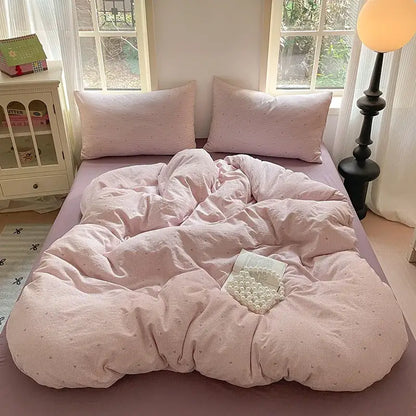 Lavender floral textured cotton bedding set bedroom quilt
