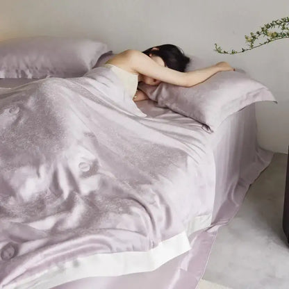 Lavender jacquard quilt set – bedroom light luxury cooling bedding