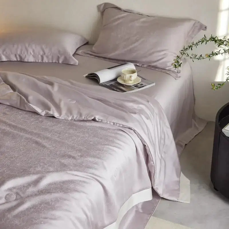 Lavender jacquard quilt set – bedroom light luxury cooling bedding