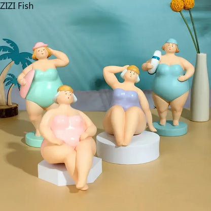 Lavender & pink beach swimsuit women resin figurines living room decor