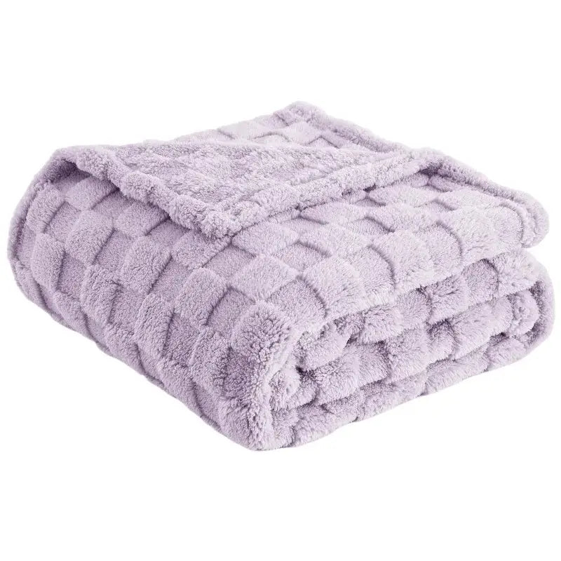 Lavender quilted plush cozy fluffy blanket living room throw