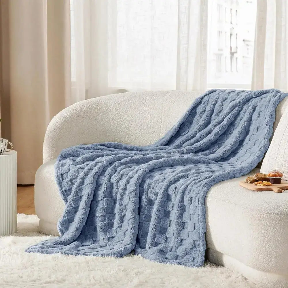 Lavender quilted plush cozy fluffy blanket living room throw