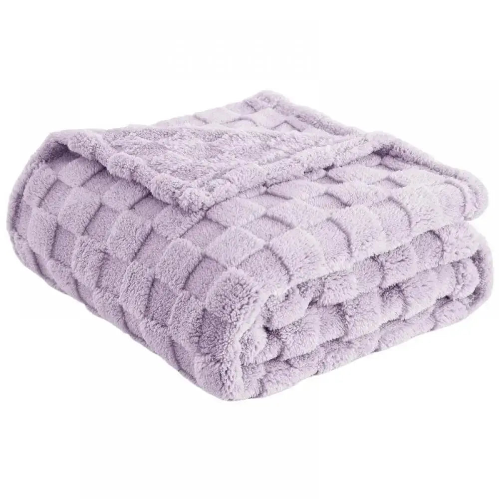 Lavender quilted plush cozy fluffy blanket living room throw