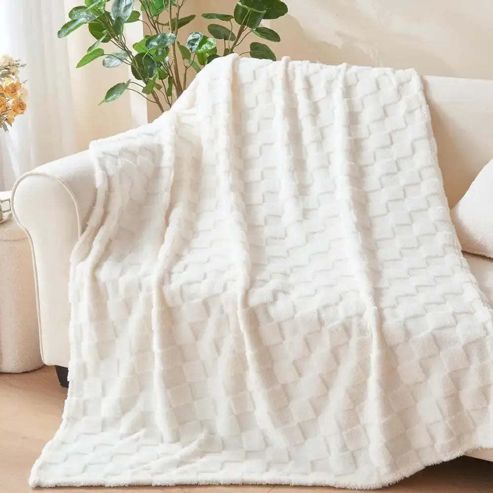 Lavender quilted plush cozy fluffy blanket living room throw