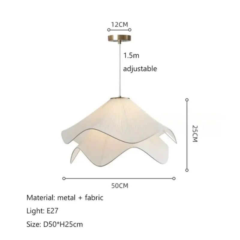 Layered white fabric pendant light for dining room