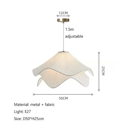 Layered white fabric pendant light for dining room