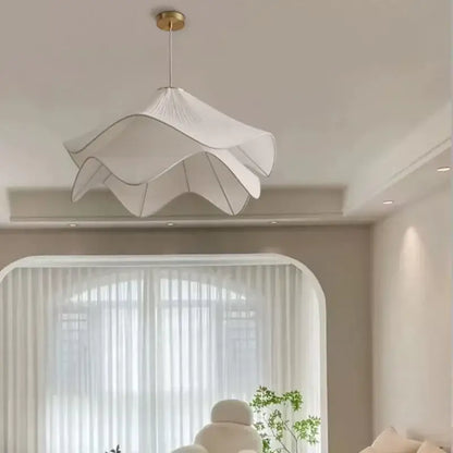 Layered white fabric pendant light for dining room