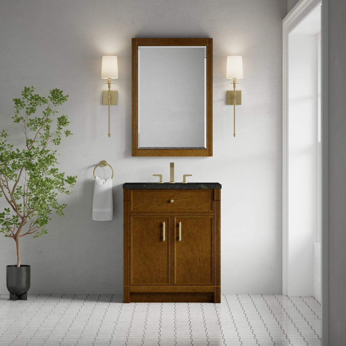 James Martin Bellshire 30" Single Bathroom Vanity, Honey Oak