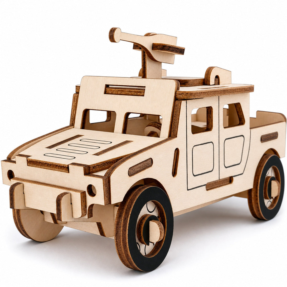 Army Truck Model Kit - Wooden Laser- Cut 3D Puzzle (44 Pcs)