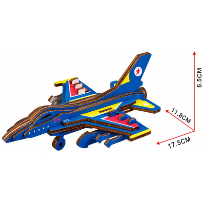 F-16 Fighter Plane Model Kit - Wooden Laser-Cut 3D Puzzle (23 Pcs)