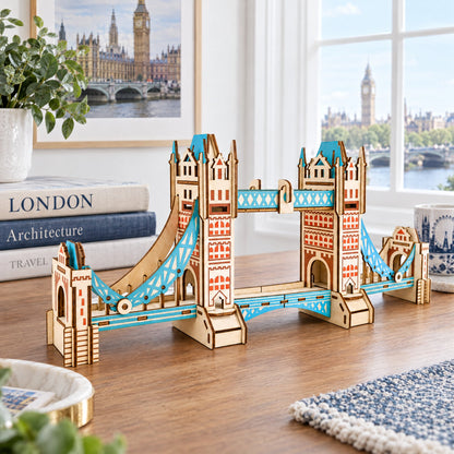 London Tower Bridge Model Kit - Wooden Laser-Cut 3D Puzzle (105 Pcs)