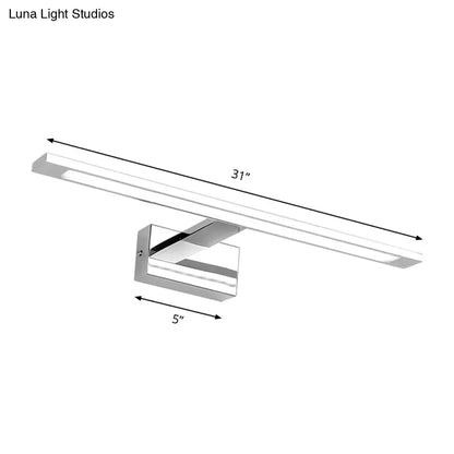 DecorBites™ LED Bathroom Vanity Lighting - 19"/23" W, Rectangle Acrylic Shade Sconce Wall Light, Nickel Finish, Warm/White Light