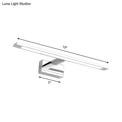 DecorBites™ LED Bathroom Vanity Lighting - 19"/23" W, Rectangle Acrylic Shade Sconce Wall Light, Nickel Finish, Warm/White Light