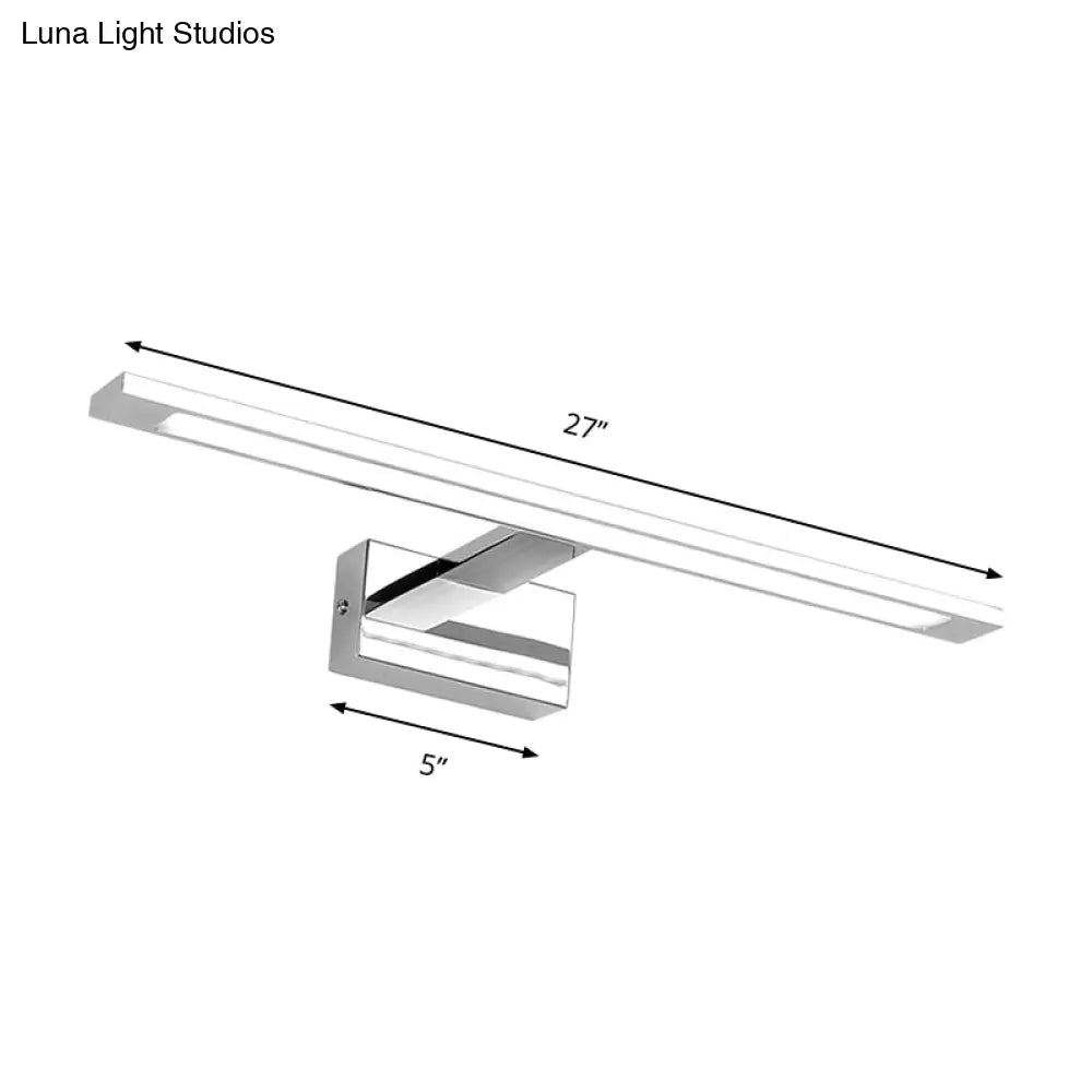 DecorBites™ LED Bathroom Vanity Lighting - 19"/23" W, Rectangle Acrylic Shade Sconce Wall Light, Nickel Finish, Warm/White Light