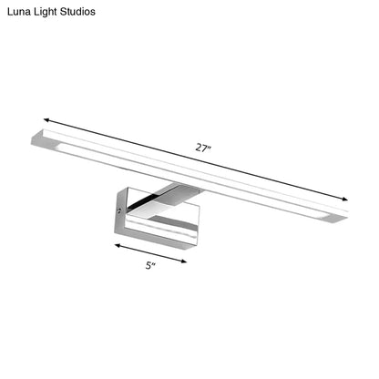DecorBites™ LED Bathroom Vanity Lighting - 19"/23" W, Rectangle Acrylic Shade Sconce Wall Light, Nickel Finish, Warm/White Light