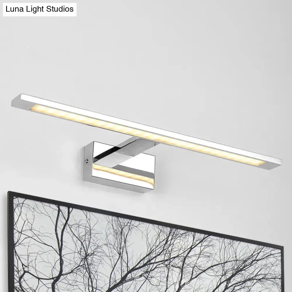 DecorBites™ LED Bathroom Vanity Lighting - 19"/23" W, Rectangle Acrylic Shade Sconce Wall Light, Nickel Finish, Warm/White Light