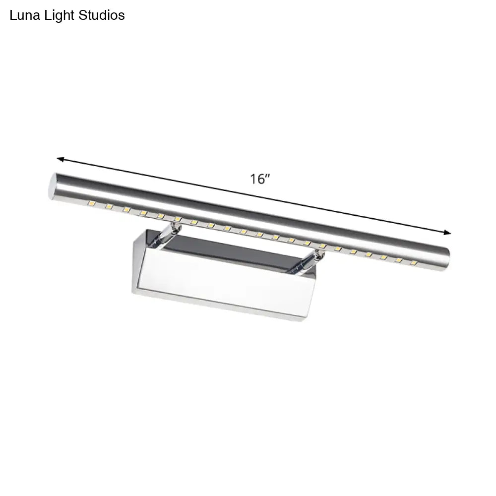 DecorBites™ LED Bathroom Wall Lamp in Chrome - Cylinder Vanity Lighting with Warm/White Light, 10"/16" L