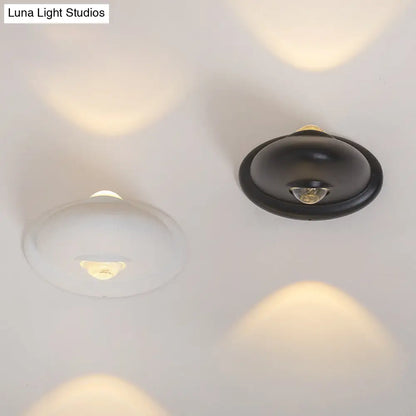 DecorBites™ LED Bedroom Wall Sconce Lamp with Contemporary Triangle Aluminum Shade and Black/White Finish in White/Warm Lighting