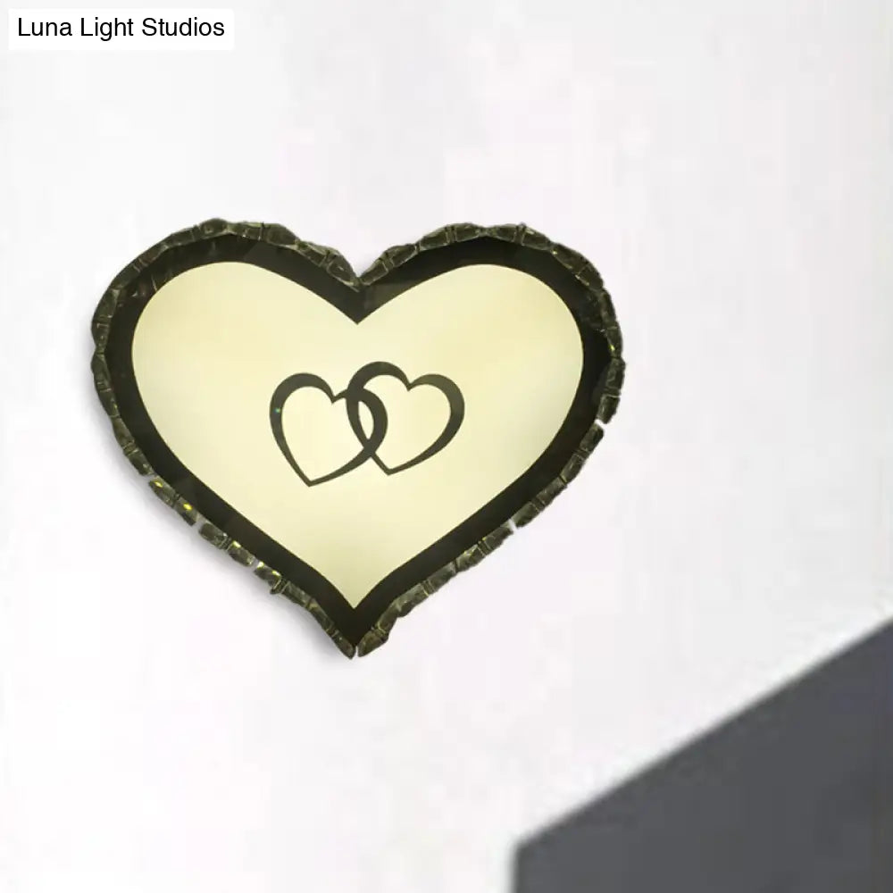 DecorBites™ LED Bedroom Wall Sconce with Heart-Shaped Crystal Shade in Warm/White Light - Simple & Chic Wall Lighting Fixture