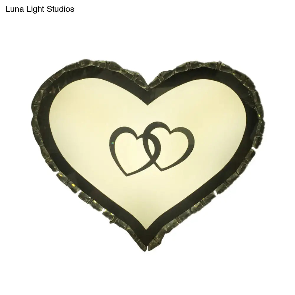 DecorBites™ LED Bedroom Wall Sconce with Heart-Shaped Crystal Shade in Warm/White Light - Simple & Chic Wall Lighting Fixture
